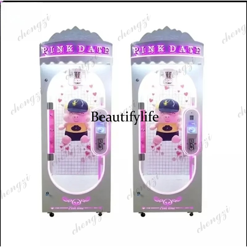 Arcade And Vending - เครื่องเกมอาร์เคดแบบหยอดเหรียญ รุ่น A81 ตู้สีชมพู รูปทรงตุ๊กตา รางอลูมิเนียม