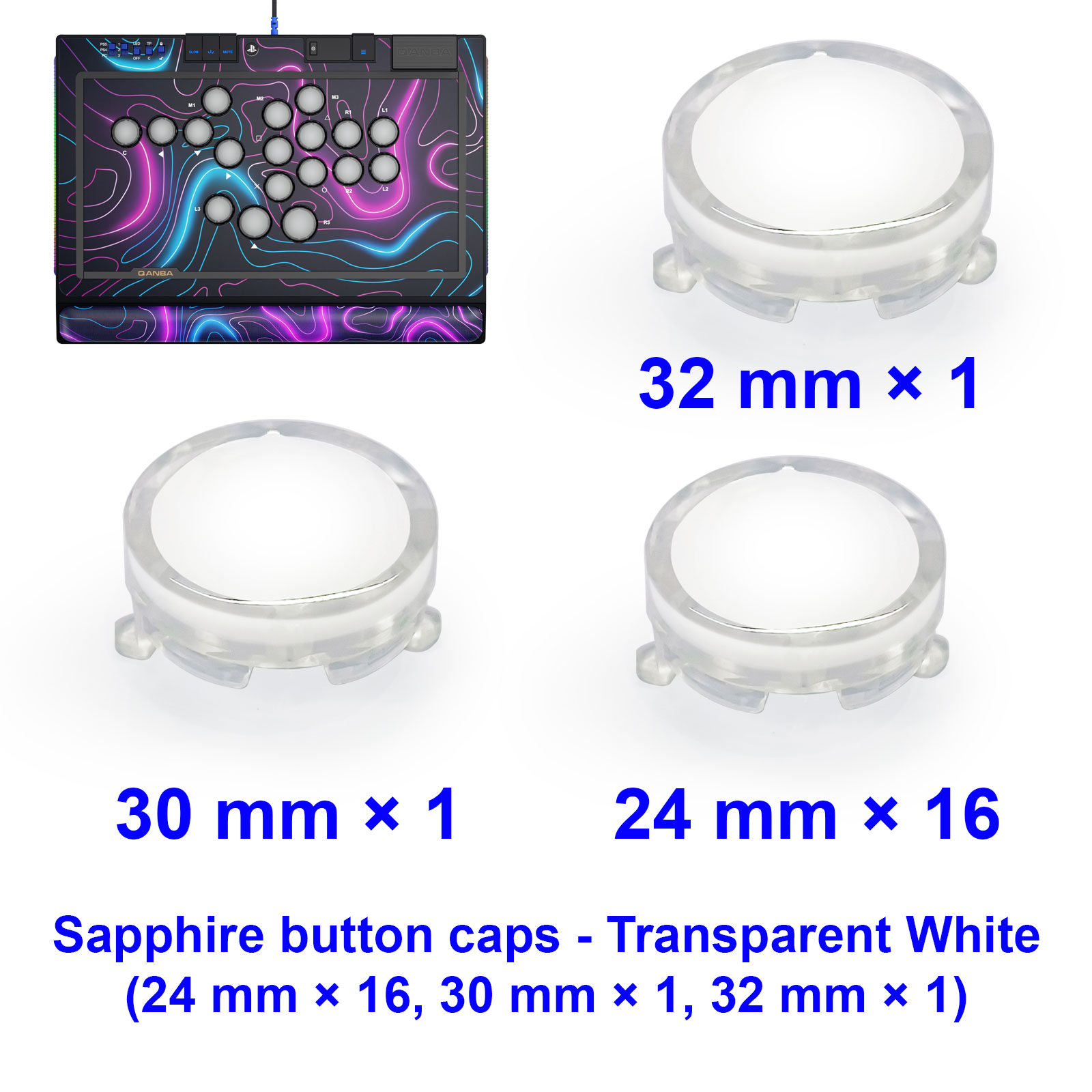 Joystick Arcade Parts - ฝาครอบปุ่ม QANBA SAPPHIRE S1 อุปกรณ์เสริมเกมอาร์เคด ชุดหมวกปุ่ม