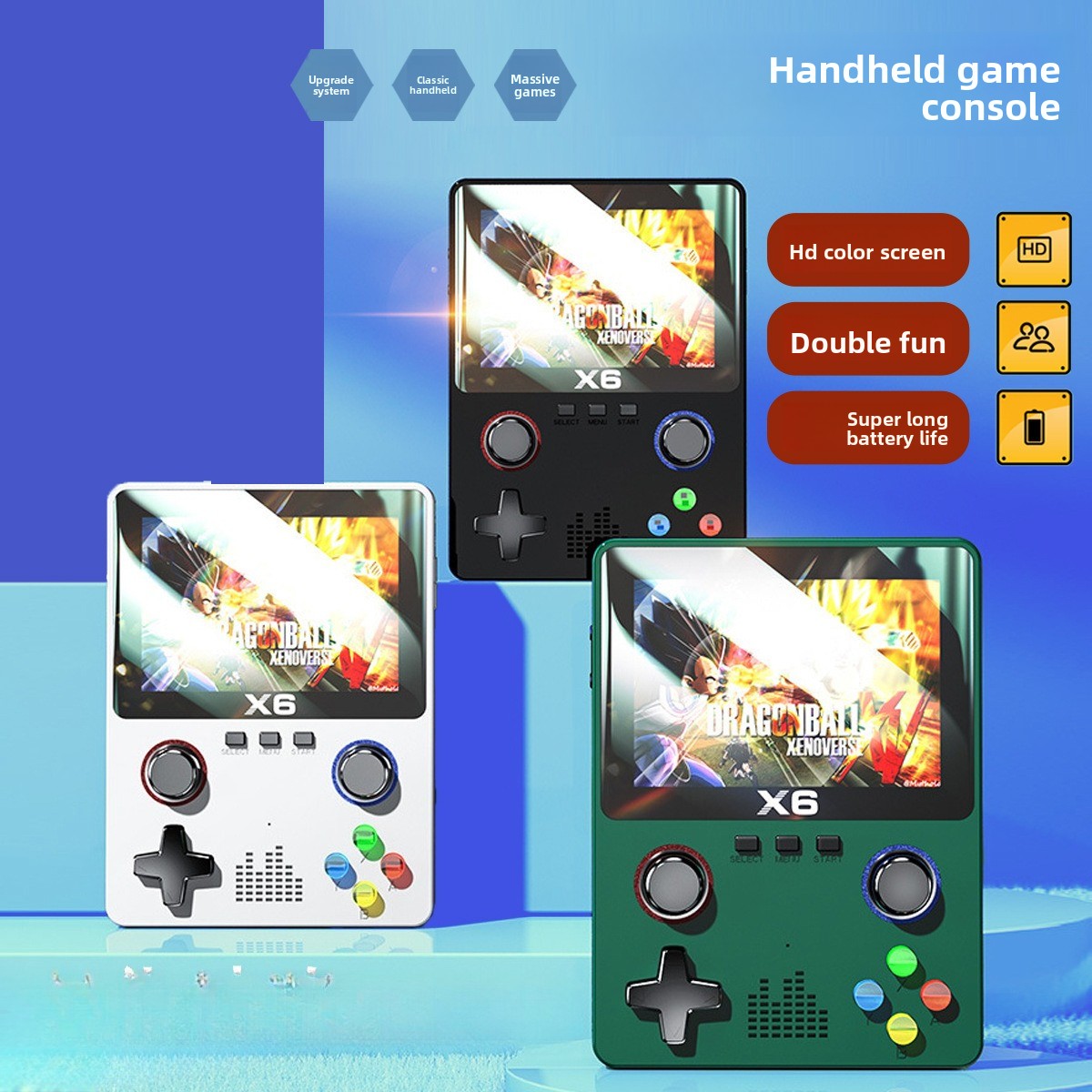 Joystick Arcade Parts - เครื่องเล่นเกม X6 แบบพกพา อีมูเลเตอร์มัลติฟังก์ชั่น สไตล์เรโทร ย้อนยุค